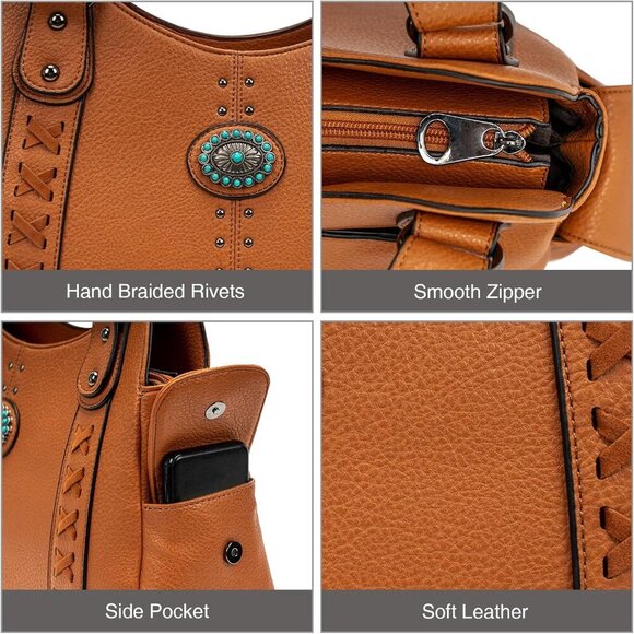 Tote Bag for Women Large Western Purse Ladies Top Handle Shoulder Handbags Vinta - Picture 3 of 7